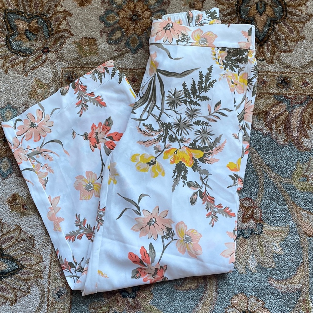 Floral Wide Leg Cropped Trousers